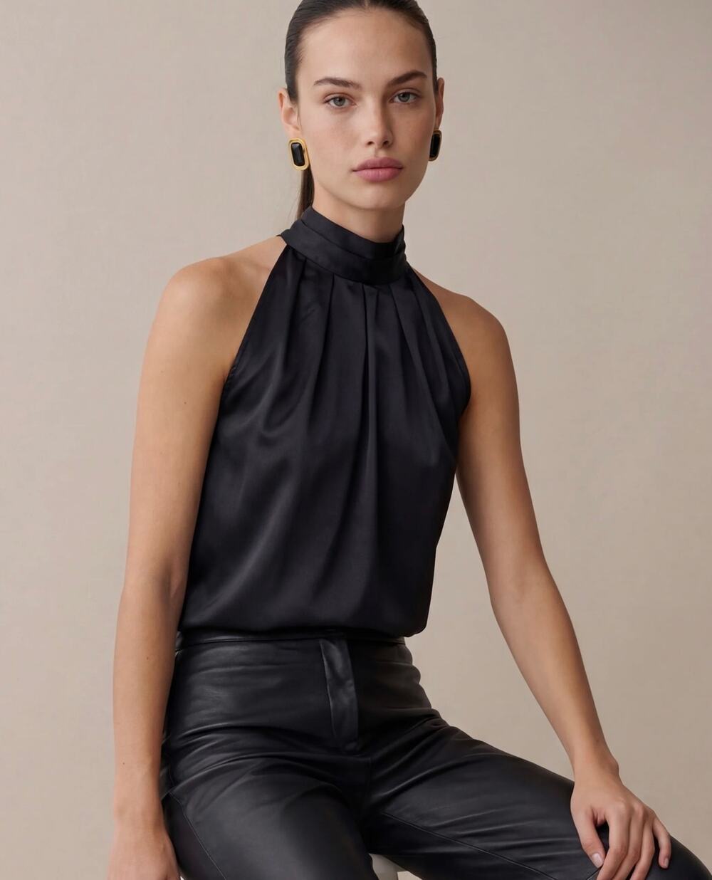 New few Moda Kourt Kasper halter top black size XXS